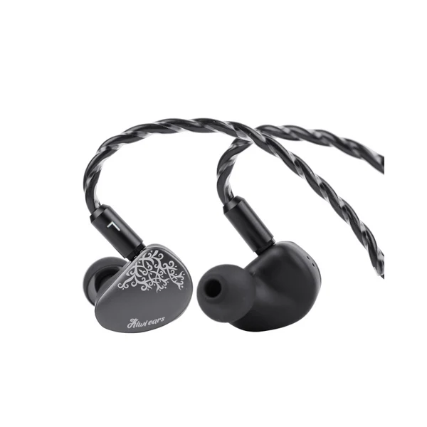 Pair of grey cadenza 2 with braided cable on a white background