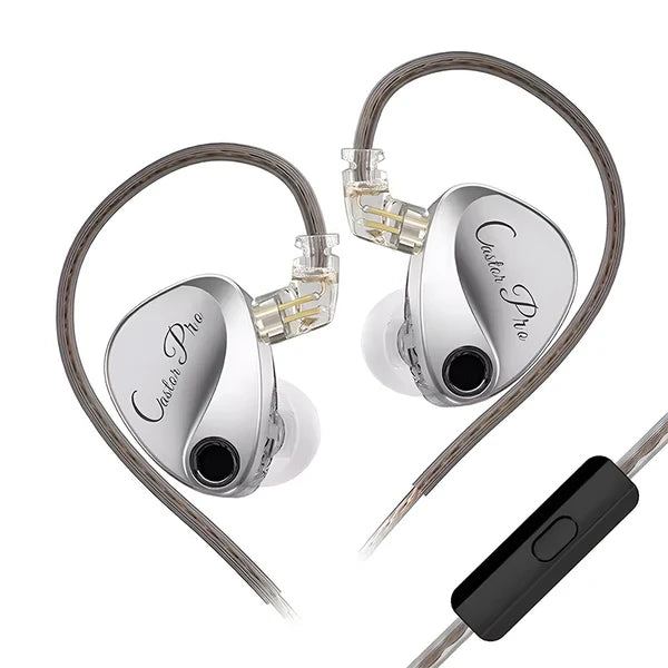 Pair of Caster Pro earbuds on a white background