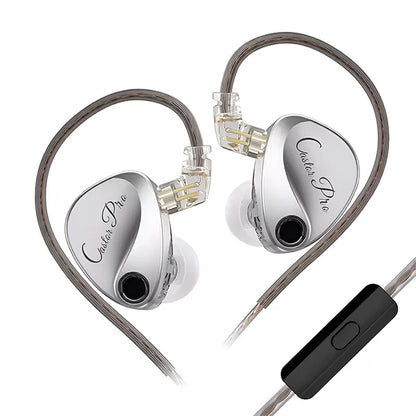 Pair of Caster Pro earbuds on a white background