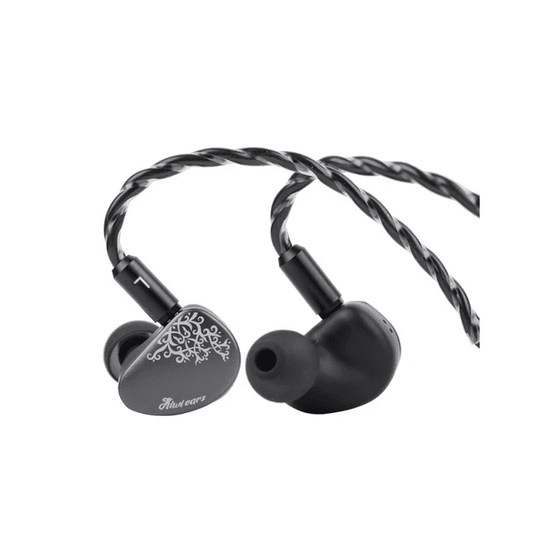 Pair of grey cadenza 2 with braided cable on a white background