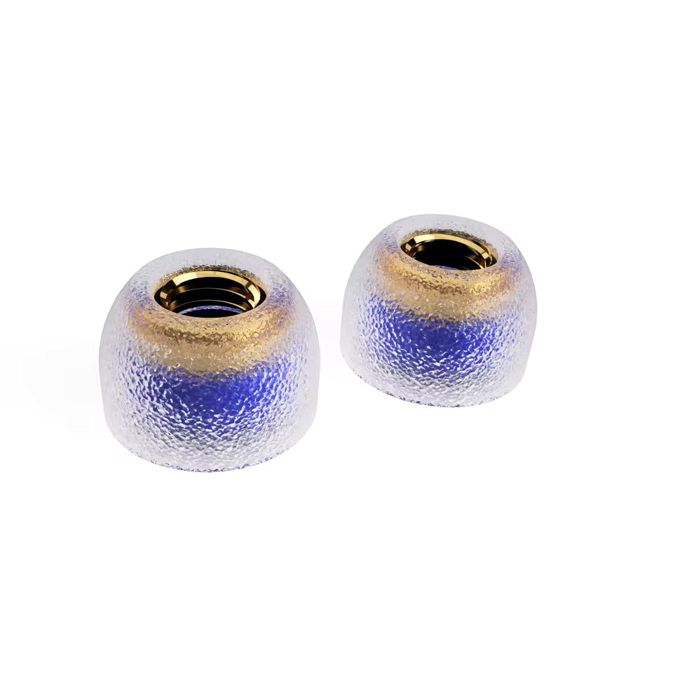 large blued colored size tangzu sancai noble ear tips on a white background
