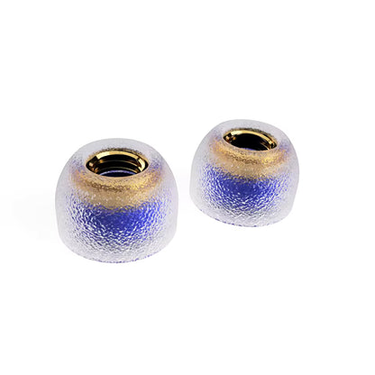 large blued colored size tangzu sancai noble ear tips on a white background