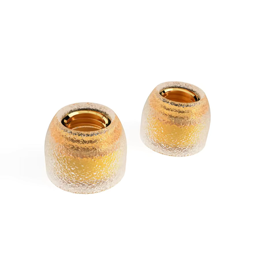 small size tangzu sancai noble in orange ear tips on a white background